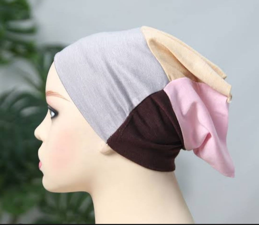 Cotton four colour head cap pack of 6