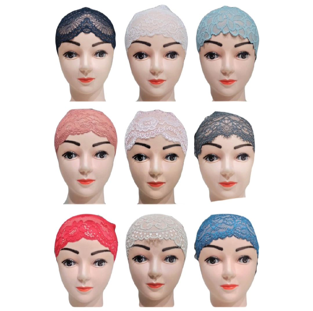 Pack of Six Net lace hijab cap for hijab style