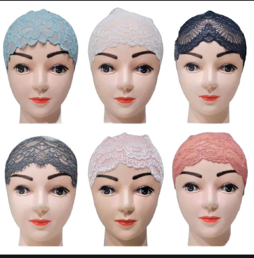 Pack of Six Net lace hijab cap for hijab style