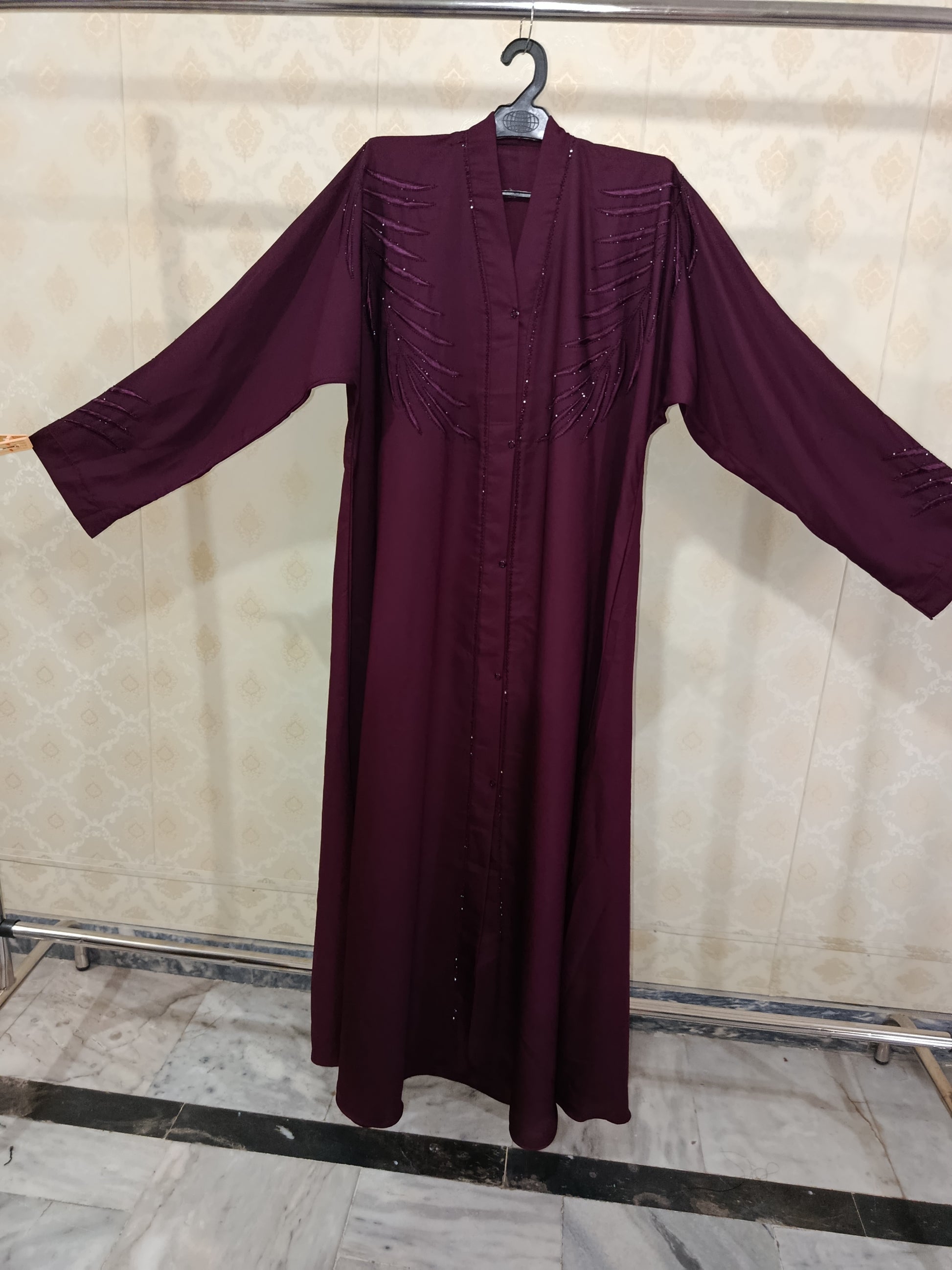 Classy Maroon Abaya Khaliji Design