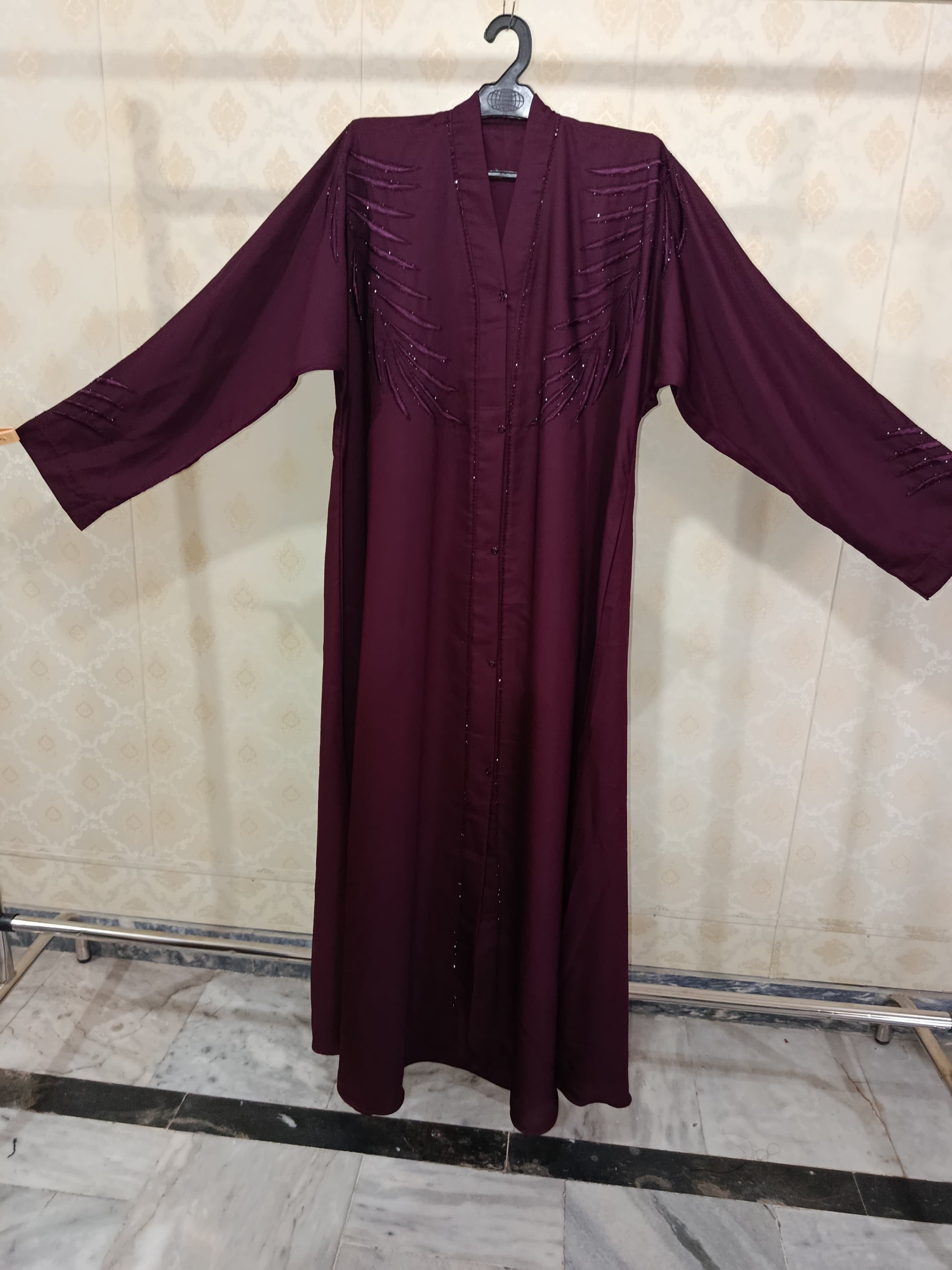 Classy Maroon Abaya Khaliji Design