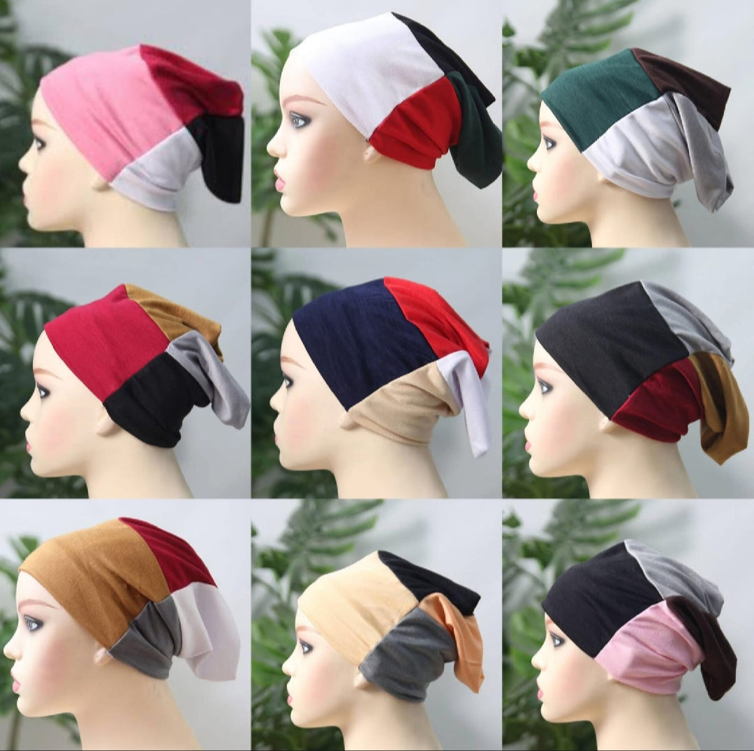 Cotton four colour head cap pack of 6