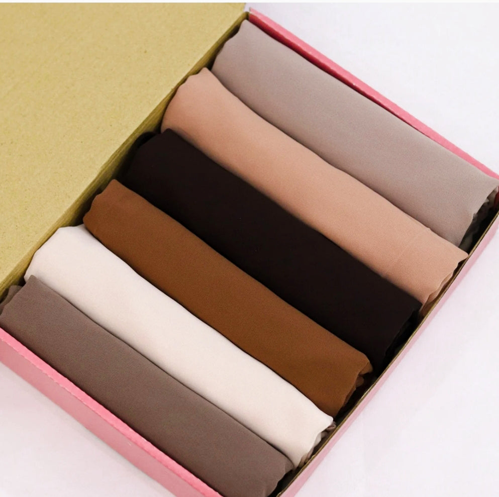 Soft Chiffon Hijab Stoler 6 Hijab Deal Box With Fix Pins And Hijab Magnet